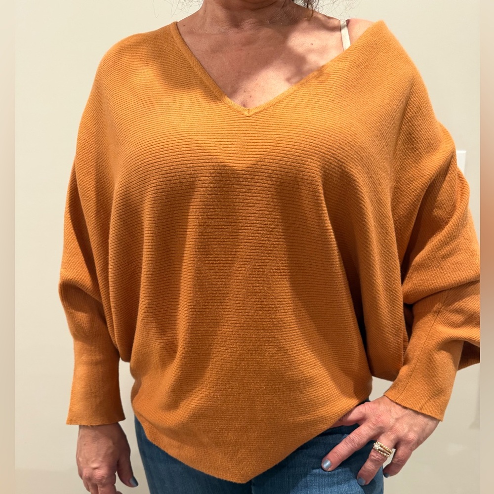 Kerisma Women's V-Neck Sweater in Warm Orange